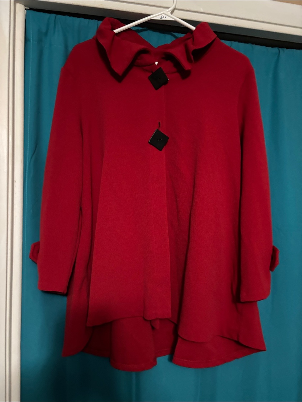 Ali Miles Red Button-Front Swing Tunic